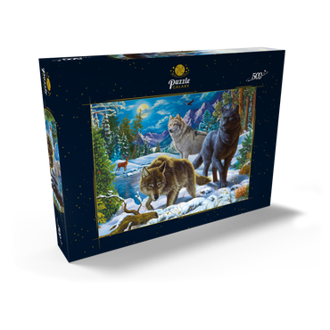 Darstellung des Puzzle Motivs Wolves in the Snowy Night 500 Puzzle Schachtel Ansicht2