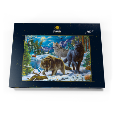 Darstellung des Puzzle Motivs Wolves in the Snowy Night 500 Puzzle Schachtel Ansicht3