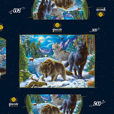 Darstellung des Puzzle Motivs Wolves in the Snowy Night 500 Puzzle Schachtel 3D Modell