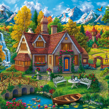 Darstellung des Puzzle Motivs Magic House by the Mountains 100 Puzzle 3D Modell