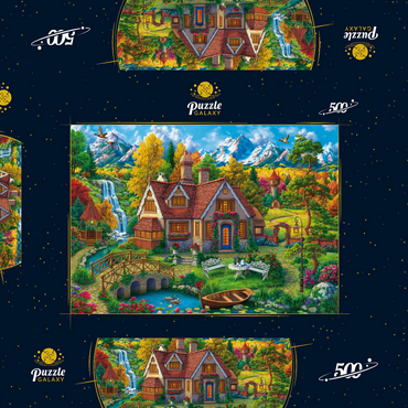 Darstellung des Puzzle Motivs Magic House by the Mountains 500 Puzzle Schachtel 3D Modell