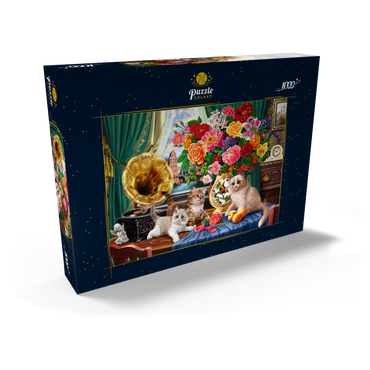 Darstellung des Puzzle Motivs Kittens & Colorful Flowers 1000 Puzzle Schachtel Ansicht2