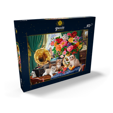 Darstellung des Puzzle Motivs Kittens & Colorful Flowers 100 Puzzle Schachtel Ansicht2