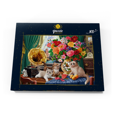 Darstellung des Puzzle Motivs Kittens & Colorful Flowers 100 Puzzle Schachtel Ansicht3