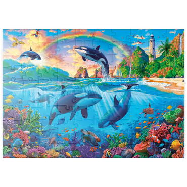 Darstellung des Puzzle Motivs puzzleplate Whales in the Ocean 100 Puzzle