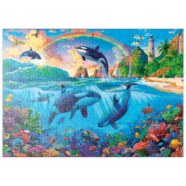 Darstellung des Puzzle Motivs puzzleplate Whales in the Ocean 200 Puzzle