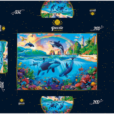 Darstellung des Puzzle Motivs Whales in the Ocean 200 Puzzle Schachtel 3D Modell