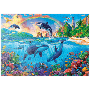 Darstellung des Puzzle Motivs puzzleplate Whales in the Ocean 500 Puzzle