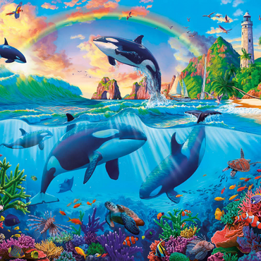 Darstellung des Puzzle Motivs Whales in the Ocean 500 Puzzle 3D Modell