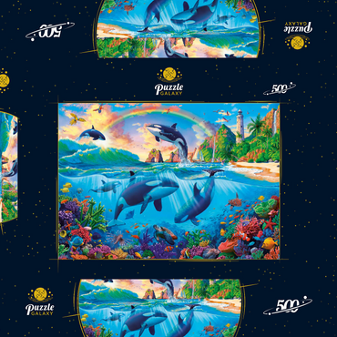 Darstellung des Puzzle Motivs Whales in the Ocean 500 Puzzle Schachtel 3D Modell