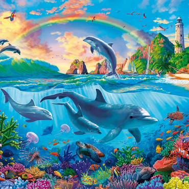 Darstellung des Puzzle Motivs Dolphins in the Ocean 1000 Puzzle 3D Modell