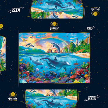 Darstellung des Puzzle Motivs Dolphins in the Ocean 1000 Puzzle Schachtel 3D Modell