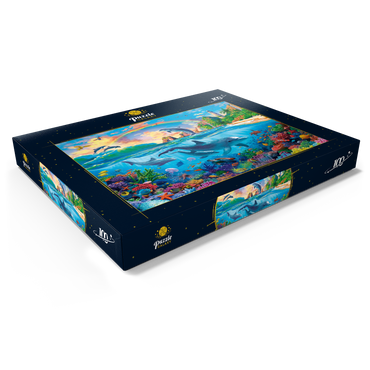 Darstellung des Puzzle Motivs Dolphins in the Ocean 100 Puzzle Schachtel Ansicht1
