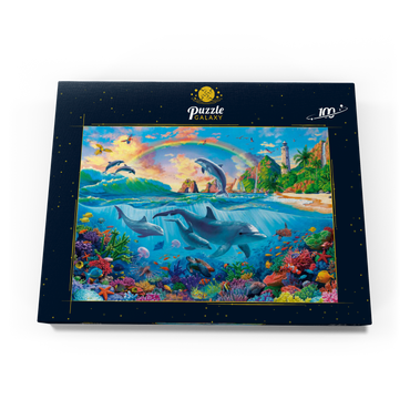 Darstellung des Puzzle Motivs Dolphins in the Ocean 100 Puzzle Schachtel Ansicht3