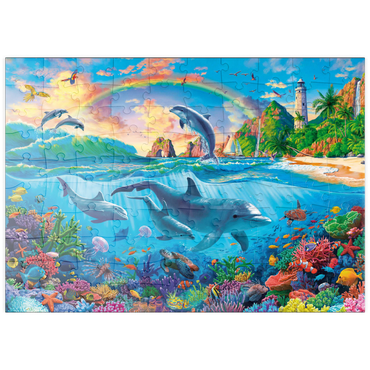 Darstellung des Puzzle Motivs puzzleplate Dolphins in the Ocean 100 Puzzle