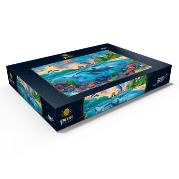 Darstellung des Puzzle Motivs Dolphins in the Ocean 500 Puzzle Schachtel Ansicht1