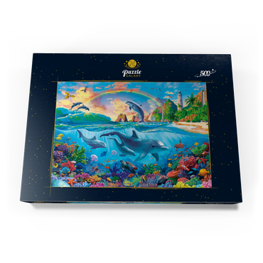 Darstellung des Puzzle Motivs Dolphins in the Ocean 500 Puzzle Schachtel Ansicht3
