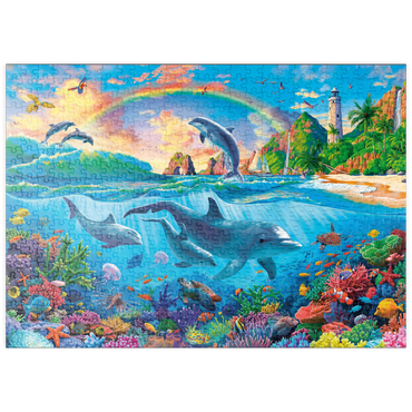 Darstellung des Puzzle Motivs puzzleplate Dolphins in the Ocean 500 Puzzle