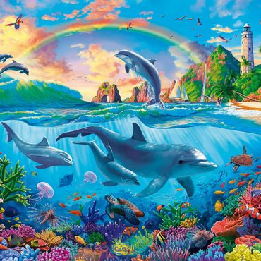 Darstellung des Puzzle Motivs Dolphins in the Ocean 500 Puzzle 3D Modell