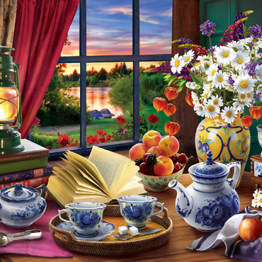 Darstellung des Puzzle Motivs Evening Tea Party 100 Puzzle 3D Modell