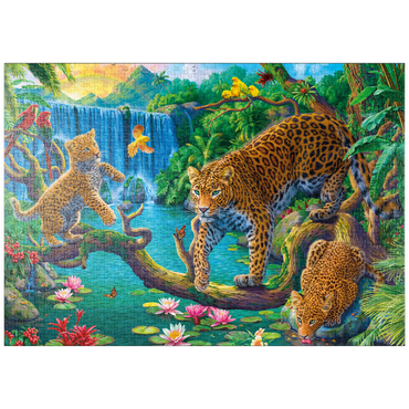 Darstellung des Puzzle Motivs puzzleplate The Leopard Family 1000 Puzzle