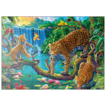 Darstellung des Puzzle Motivs puzzleplate The Leopard Family 100 Puzzle