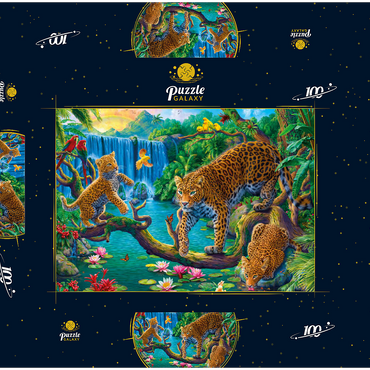 Darstellung des Puzzle Motivs The Leopard Family 100 Puzzle Schachtel 3D Modell