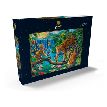 Darstellung des Puzzle Motivs The Leopard Family 500 Puzzle Schachtel Ansicht2