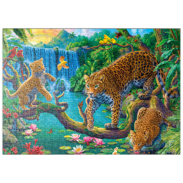 Darstellung des Puzzle Motivs puzzleplate The Leopard Family 500 Puzzle