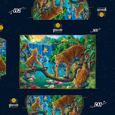 Darstellung des Puzzle Motivs The Leopard Family 500 Puzzle Schachtel 3D Modell