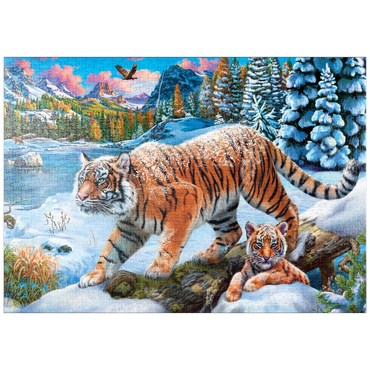 Darstellung des Puzzle Motivs puzzleplate Winter Tigers 1000 Puzzle