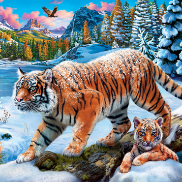 Darstellung des Puzzle Motivs Winter Tigers 1000 Puzzle 3D Modell