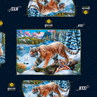 Darstellung des Puzzle Motivs Winter Tigers 1000 Puzzle Schachtel 3D Modell