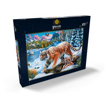 Darstellung des Puzzle Motivs Winter Tigers 100 Puzzle Schachtel Ansicht2