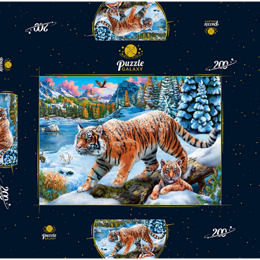 Darstellung des Puzzle Motivs Winter Tigers 200 Puzzle Schachtel 3D Modell
