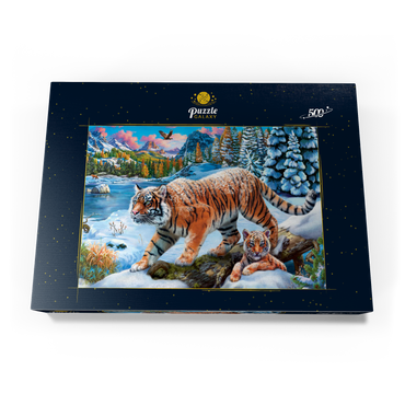 Darstellung des Puzzle Motivs Winter Tigers 500 Puzzle Schachtel Ansicht3