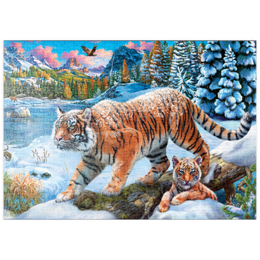 Darstellung des Puzzle Motivs puzzleplate Winter Tigers 500 Puzzle