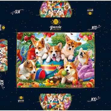 Darstellung des Puzzle Motivs Cute Puppies 100 Puzzle Schachtel 3D Modell