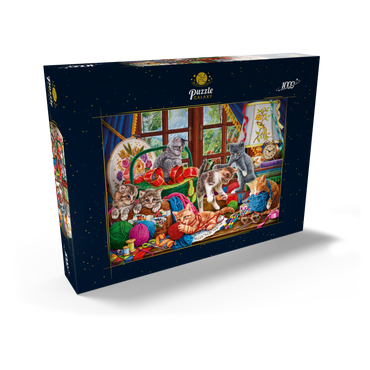 Darstellung des Puzzle Motivs The Cheerful Kittens with Yarn 1000 Puzzle Schachtel Ansicht2