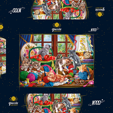 Darstellung des Puzzle Motivs The Cheerful Kittens with Yarn 1000 Puzzle Schachtel 3D Modell