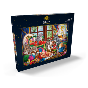 Darstellung des Puzzle Motivs The Cheerful Kittens with Yarn 100 Puzzle Schachtel Ansicht2