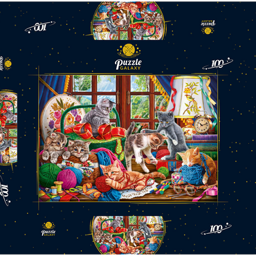 Darstellung des Puzzle Motivs The Cheerful Kittens with Yarn 100 Puzzle Schachtel 3D Modell