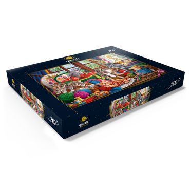 Darstellung des Puzzle Motivs The Cheerful Kittens with Yarn 200 Puzzle Schachtel Ansicht1