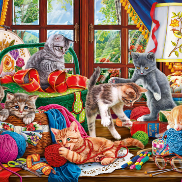 Darstellung des Puzzle Motivs The Cheerful Kittens with Yarn 500 Puzzle 3D Modell