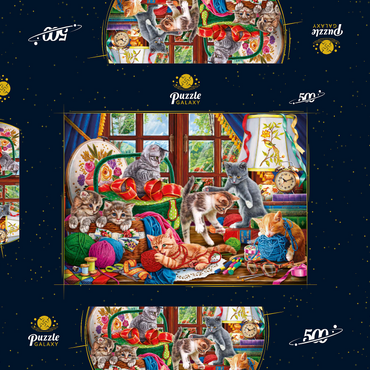 Darstellung des Puzzle Motivs The Cheerful Kittens with Yarn 500 Puzzle Schachtel 3D Modell