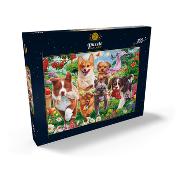 Darstellung des Puzzle Motivs Running Puppies 100 Puzzle Schachtel Ansicht2