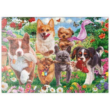 Darstellung des Puzzle Motivs puzzleplate Running Puppies 200 Puzzle