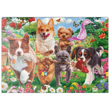Darstellung des Puzzle Motivs puzzleplate Running Puppies 500 Puzzle