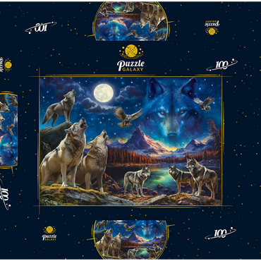 Darstellung des Puzzle Motivs The Beauty of Wolves 100 Puzzle Schachtel 3D Modell