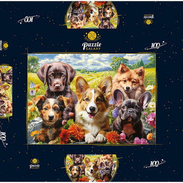 Darstellung des Puzzle Motivs Funny Puppy Selfie 100 Puzzle Schachtel 3D Modell